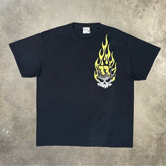 Vintage Distressed Faded Skull Graphic T-Shirt Racing Tee - Picture 2 of 8